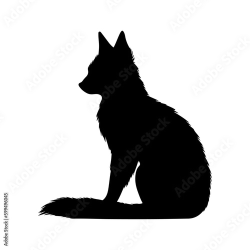 Vector black fox silhouette isolated on white 