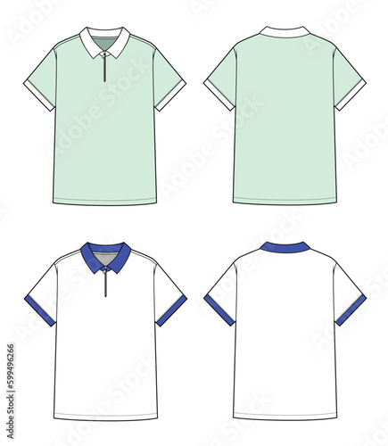 Golf polo shirt front and back view vector illustration template