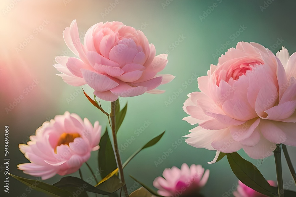 Fototapeta premium bouquet of pink roses Generative Ai