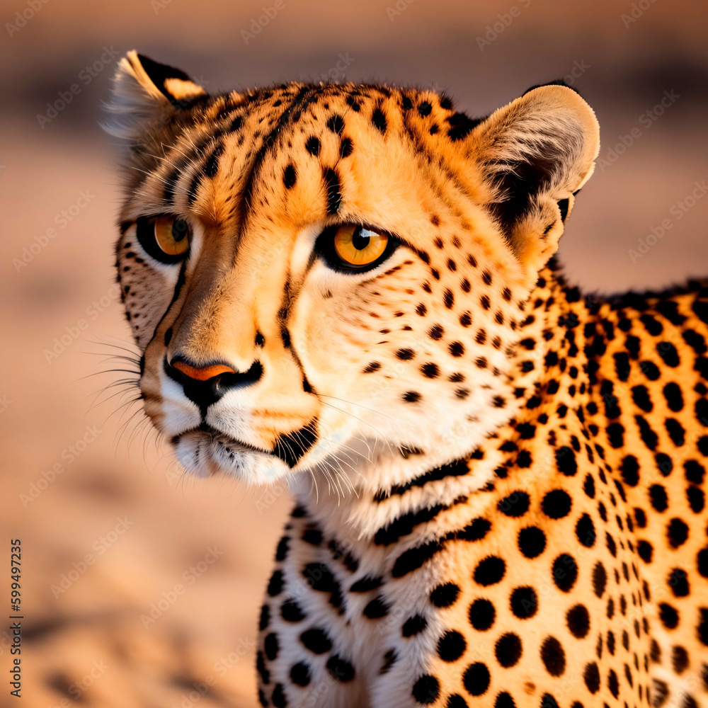 Close up portrait of a cheetah. Generative AI Close up portrait of a cheetah. Generative AI