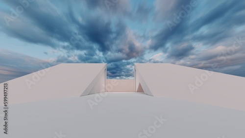 3d rendering architecture background building geometric shape