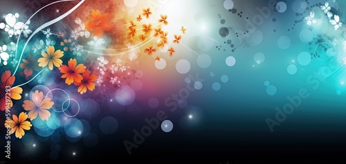 abstract background banner, gradient color with bokeh glitter glow light, flora flower light trail, Generative Ai

