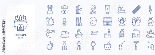 A collection sheet of outline icons for Spa and salon, including icons like Aroma, Bamboo, Beauty, Body Lotion and more
