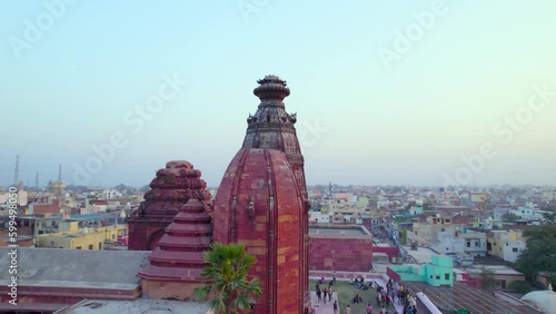 Aerial view of Shri Radha Madan Mohan Ji Temple located in Vrindavan, Uttar Pradesh, India photo