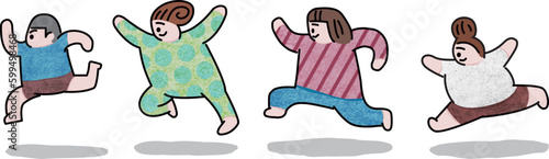 走る4人の子どもたち