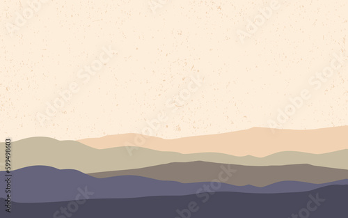 Hill landscape in pastel color flat vector illustration backgrounds. Suitable for poster and wall decoration.