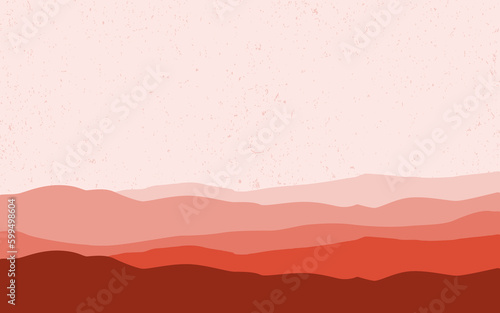 Red hill landscapes flat vector illustration backgrounds. Suitable for poster and wall decoration.