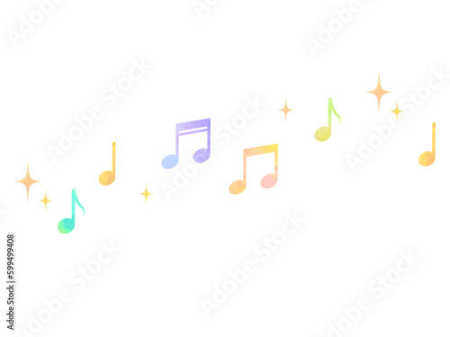 童話の世界のようなメルヘンタッチの可愛い音符のイラスト素材