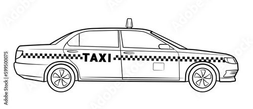 Taxi car - black and white vector stock illustration.
