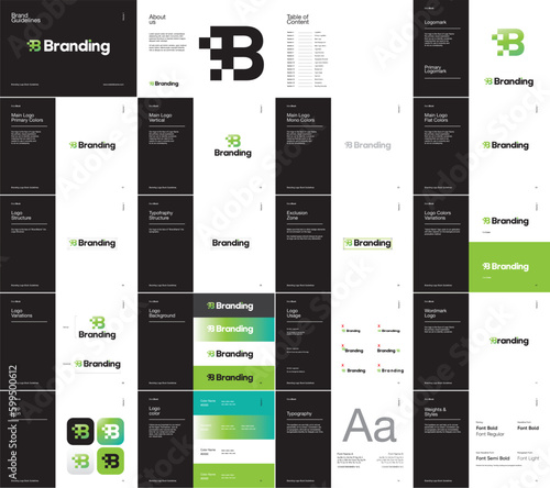 modern logo manual guideline template, brand book template