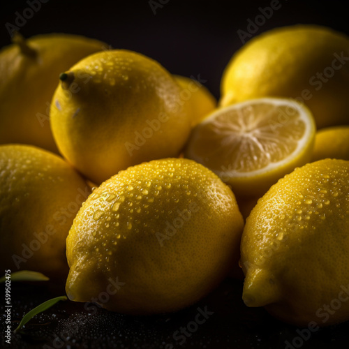  Intriguing Lemon Macrophotography  Close-Up of Dry Peel Texture and Details - Generative AI