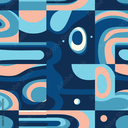 Marble Mist  A Simplistic Vector Art of a Blue Abstract Shape with Nature-Inspired Marbleized Patterns 