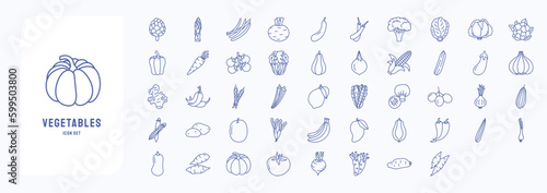 A collection sheet of outline icons for Vegetables, including icons like Artichoke, Asparagus, Beans, Beetroot and more
