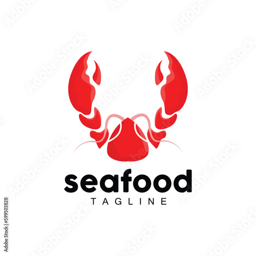 Lobster Logo, Simple Minimalist Design,Shrimp Seafood Food Vector, Illustration Symbol Icon