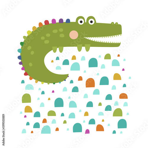 Illustration of the colorful cute crocodile 