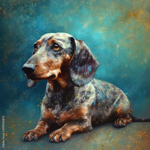 Cute dachshund dog illustration made with Generative AI
