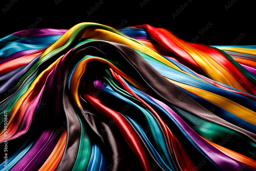 Rainbow fabric colored silk satin background Generative AI