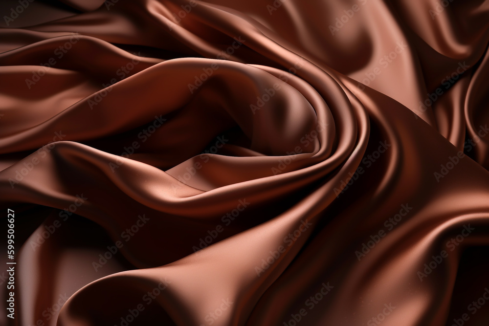 Brown fabric colored silk satin background Generative AI Brown fabric colored silk satin background Generative AI