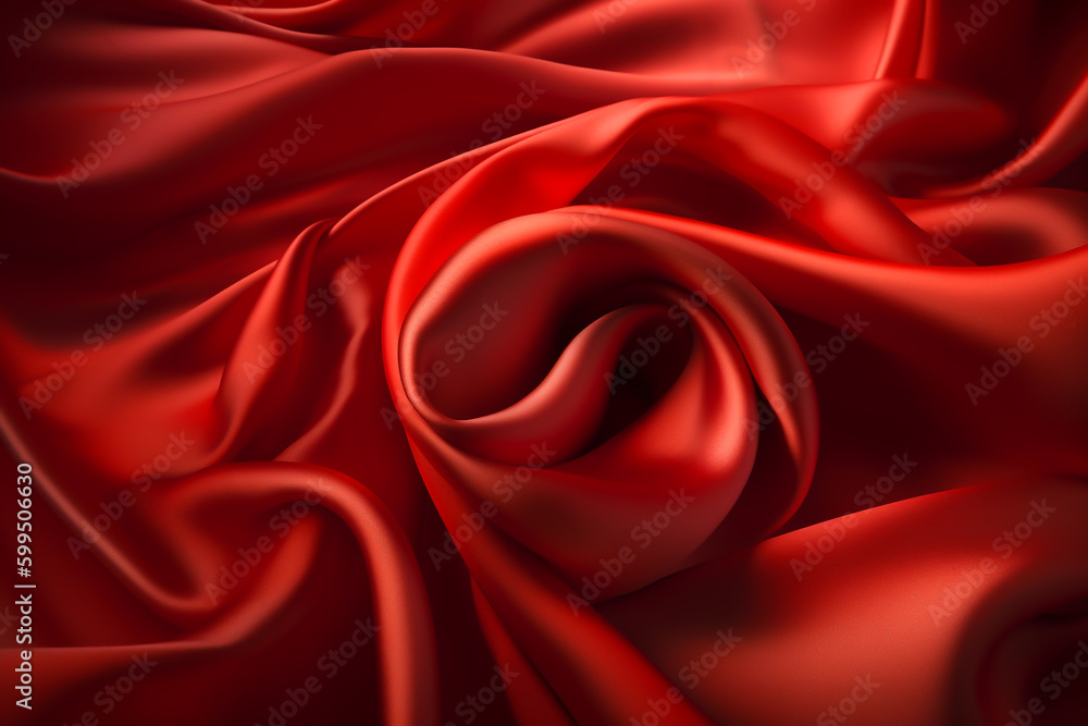 Obraz premium Red fabric colored silk satin background Generative AI