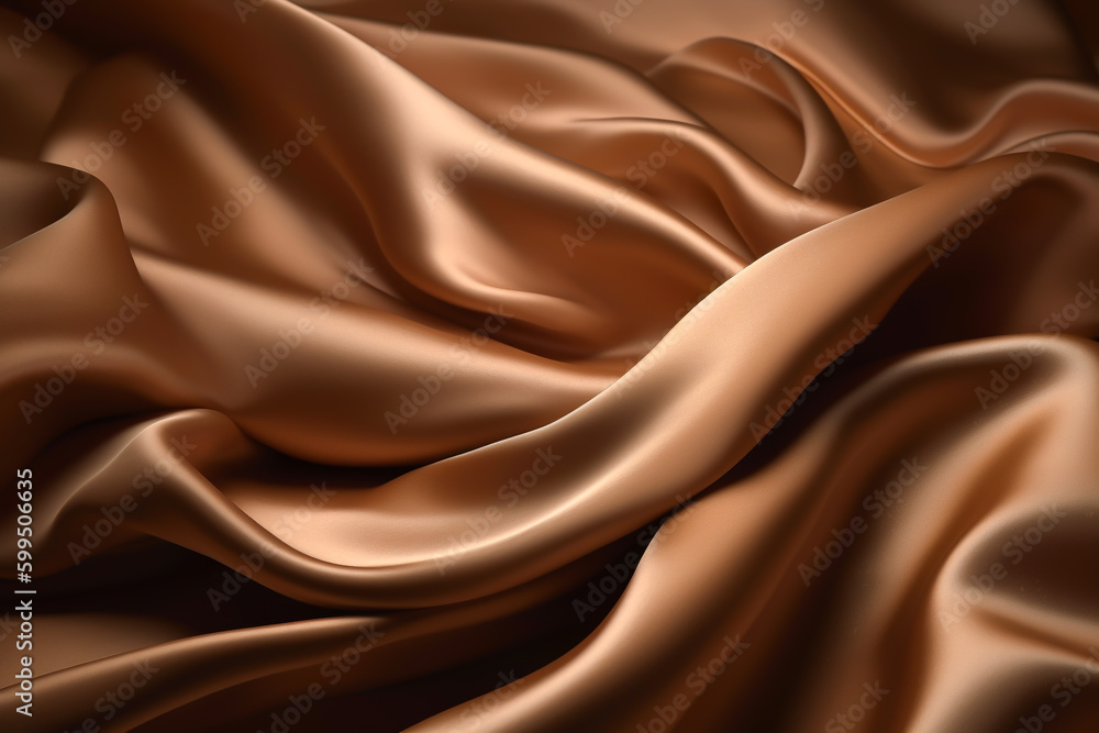 Brown fabric colored silk satin background Generative AI Brown fabric colored silk satin background Generative AI