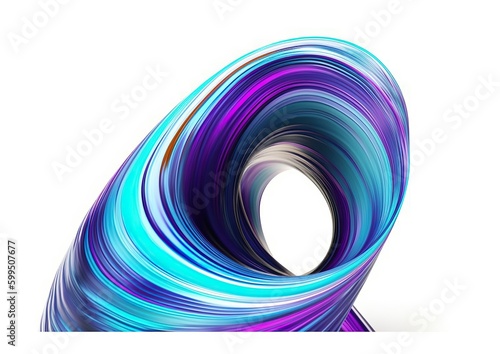 Abstract iridescent shape 3d render colorful spiral