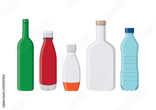Vector set of different water bottle