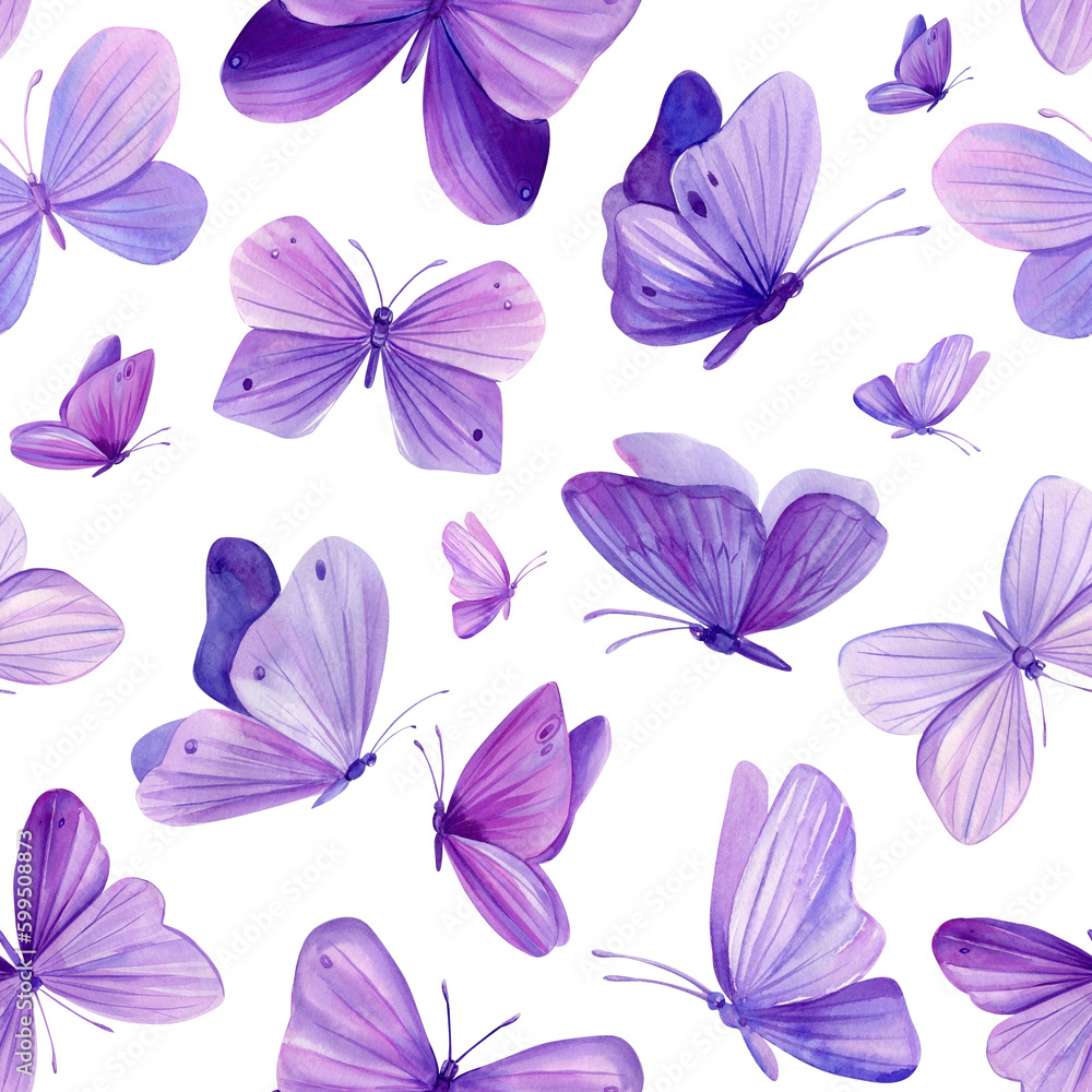 Butterflies Seamless pattern. Watercolor hand drawing illustration. Butterflies on a white background Butterflies Seamless pattern. Watercolor hand drawing illustration. Butterflies on a white background