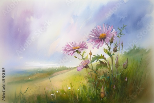 summer background  watercolor - Ai