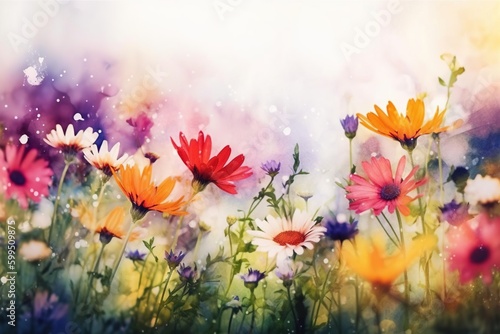 summer background  watercolor - Ai