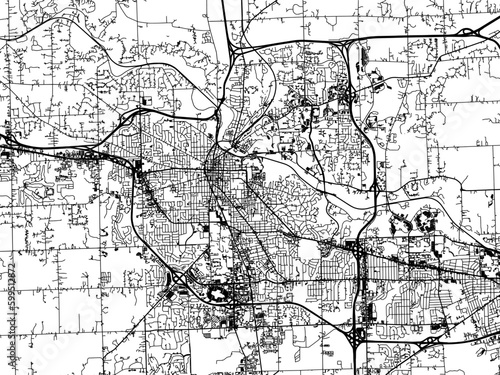 Vector road map of the city of  Ann Arbor Michigan in the United States of America on a white background.