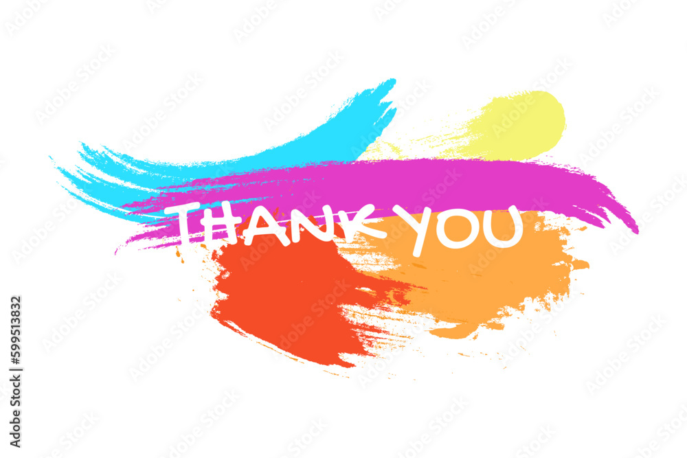 Thank You Sign with Colorful Brush Isolated on White Background. Thank You Lettering