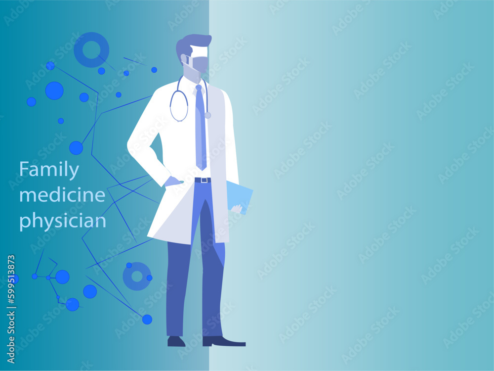 illustration of the image of a young man doctor. place for text illustration of the image of a young man doctor. place for text