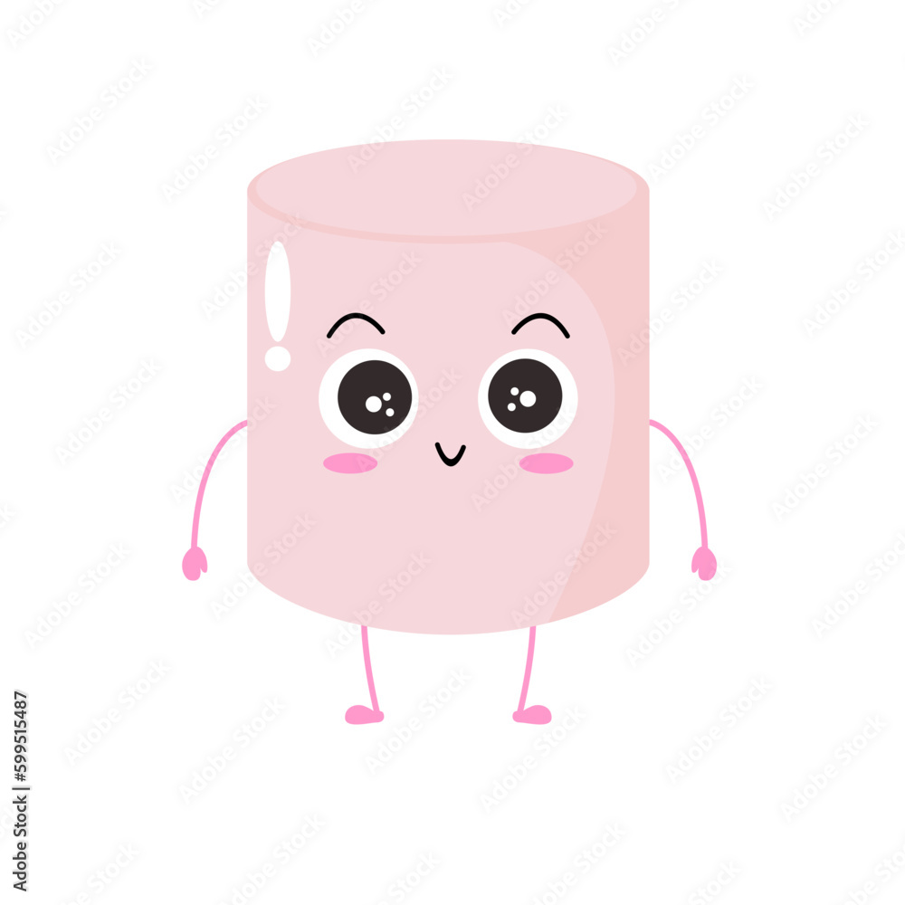 Vector illustration of marshmallow character with cute smile expression, cool, funny, marshmallow isolated on white background, simple minimal style, cute for mascot collection, emoticon. Vector illustration of marshmallow character with cute smile expression, cool, funny, marshmallow isolated on white background, simple minimal style, cute for mascot collection, emoticon.
