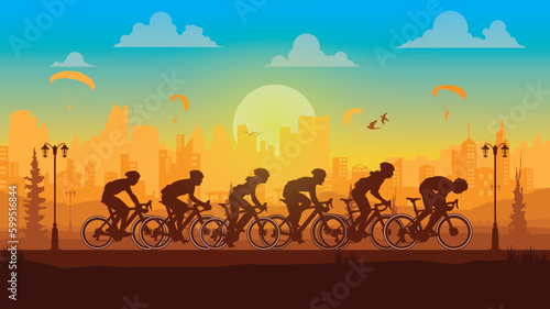 Silhouette of the cycling a bicycle Vector illustration  world bicycle day. 