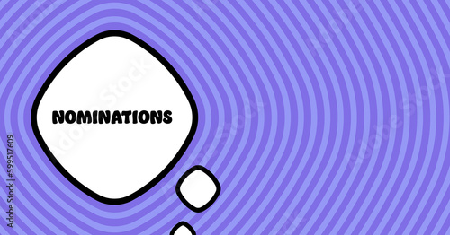 Speech bubble with nominations text. Boom retro comic style. Pop art style. Vector line icon for Business and Advertising