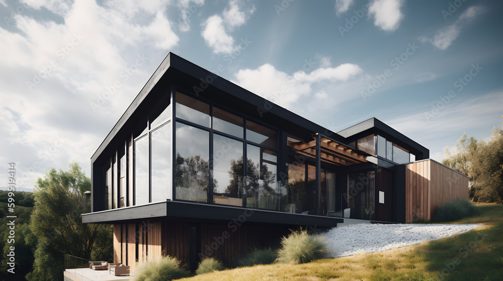 modern house design with a bold and refined facade, a warm color palette and great attention to detail modern house design with a bold and refined facade, a warm color palette and great attention to detail