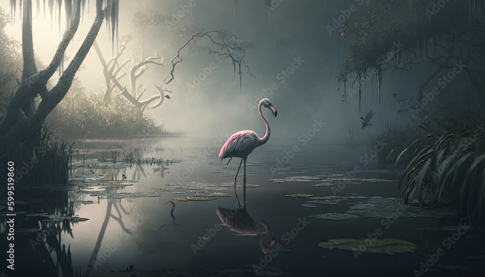 Stunning photo o the flamingo in the swamp