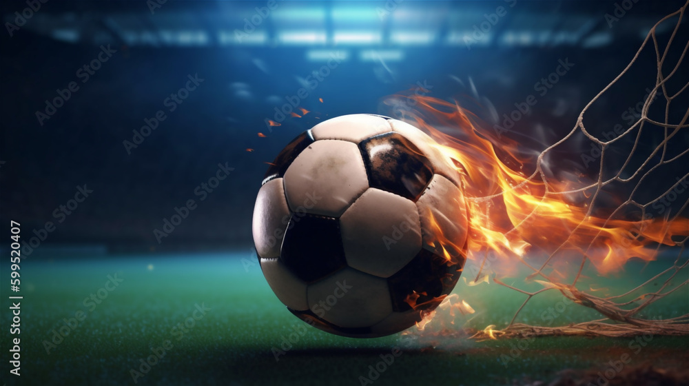 Naklejka premium Soccer Ball In Flames