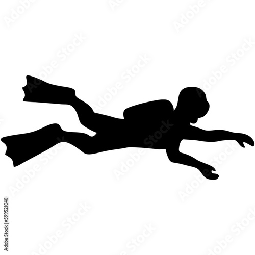 silhouette of a diving person