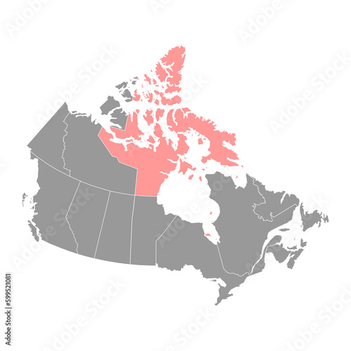 Nunavut territory map, province of Canada. Vector illustration.