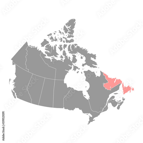 Newfoundland and Labrador map, province of Canada. Vector illustration.