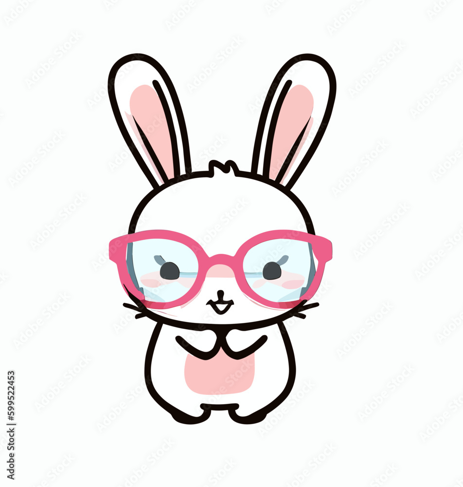 cute little bunny with glasses vector art logo cute little bunny with glasses vector art logo