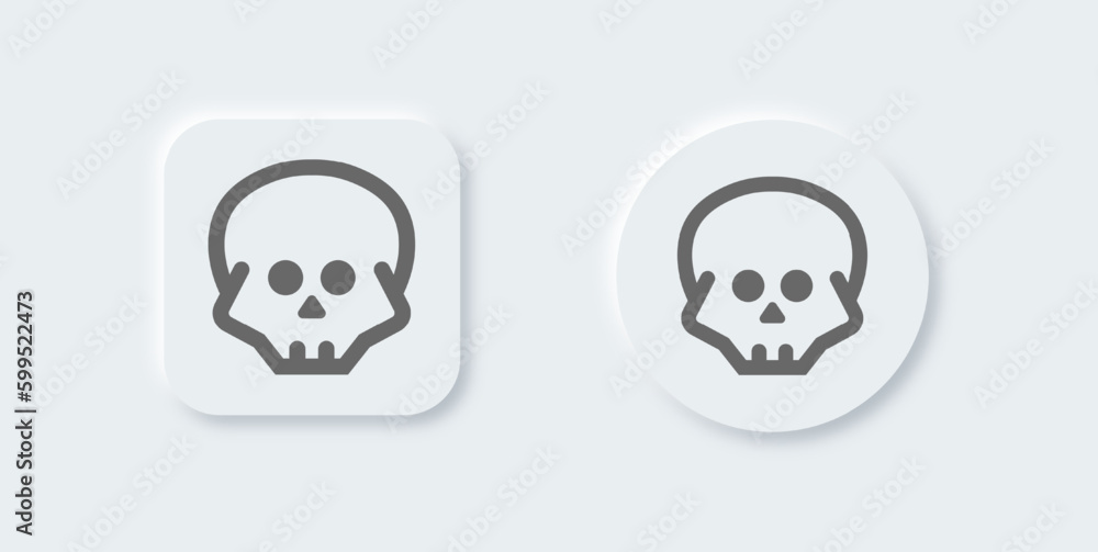 Fototapeta premium Skull line icon in neomorphic design style. Skeleton signs vector illustration.