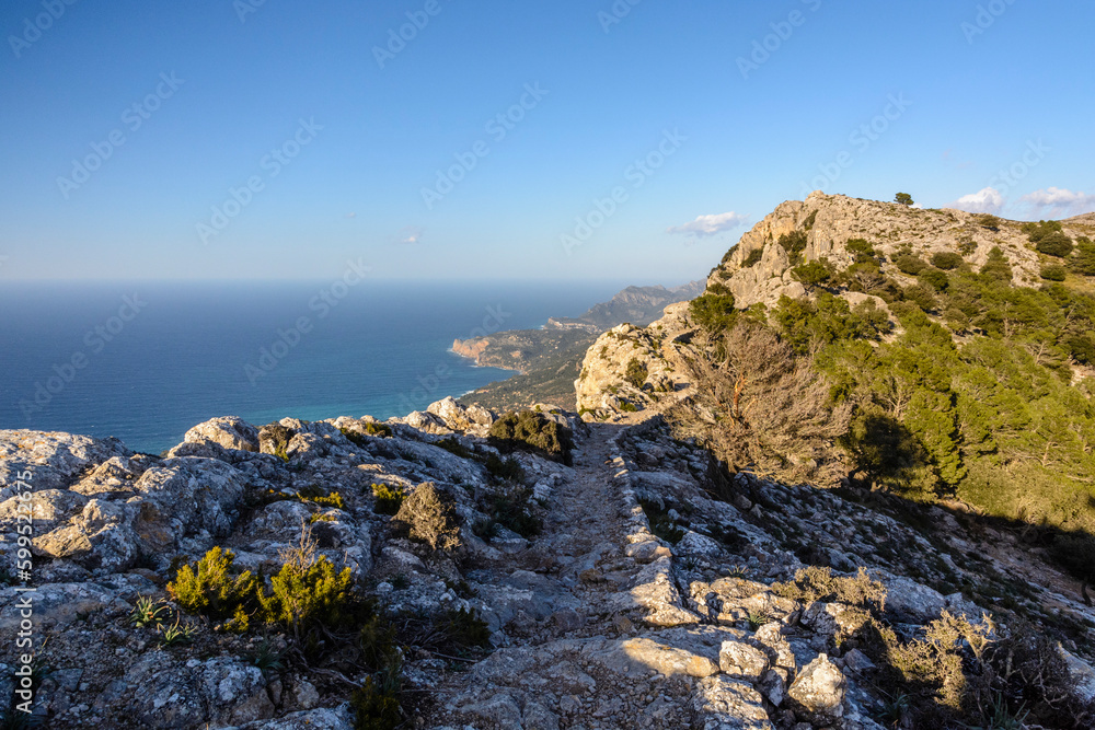 Landschaft am Fernwanderweg GR 221 zwischen Valldemossa und Deia, Mallorca, Spanien
