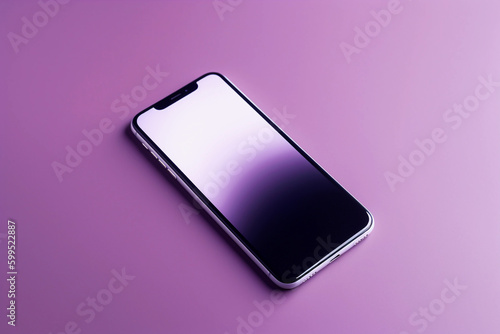 A phone with a purple background and a purple background mock up. AI generation photo