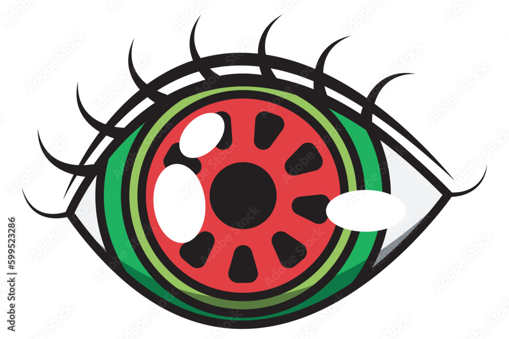 Obraz premium vector eye with watermelon lens