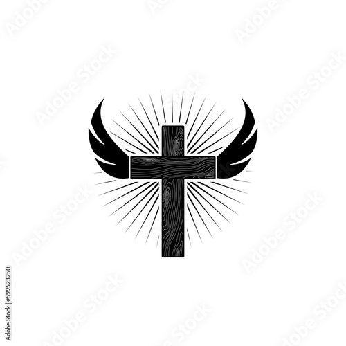 Christian icon Cross and Wings icon isolated on transparent background