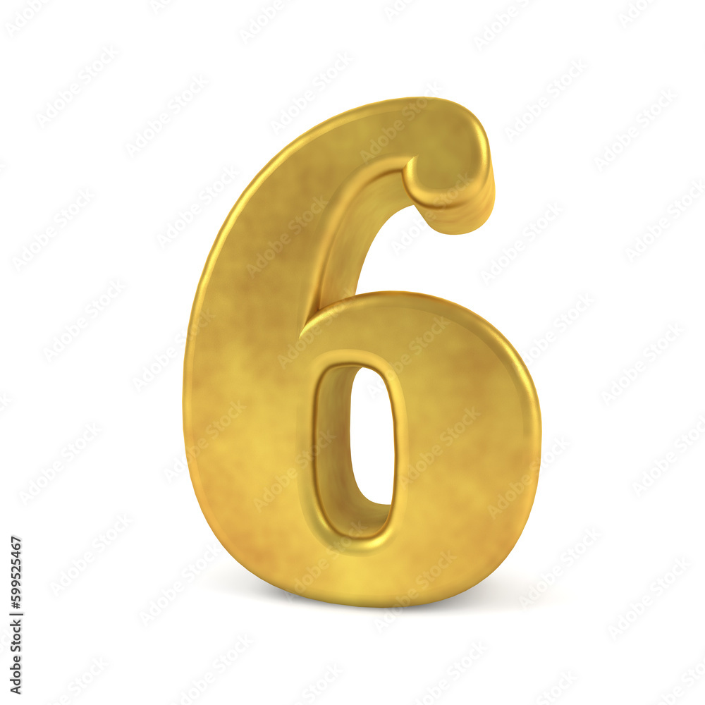 3D golden number 6. 3D illustration 3D golden number 6. 3D illustration