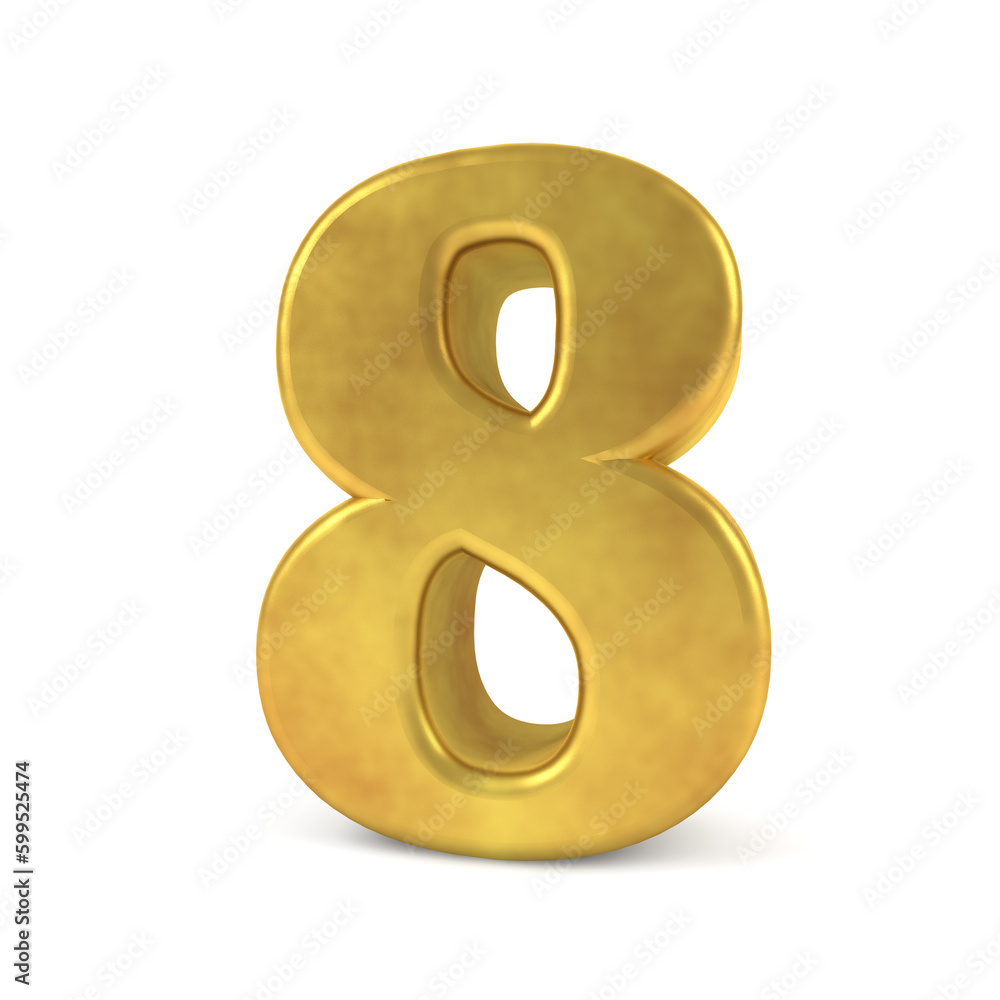 3D golden number 8. 3D illustration 3D golden number 8. 3D illustration