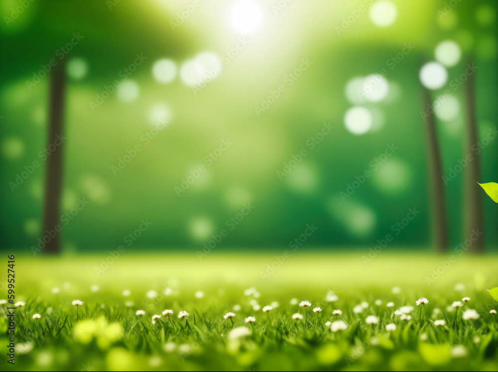 Obraz premium Green blurred background and sunlight